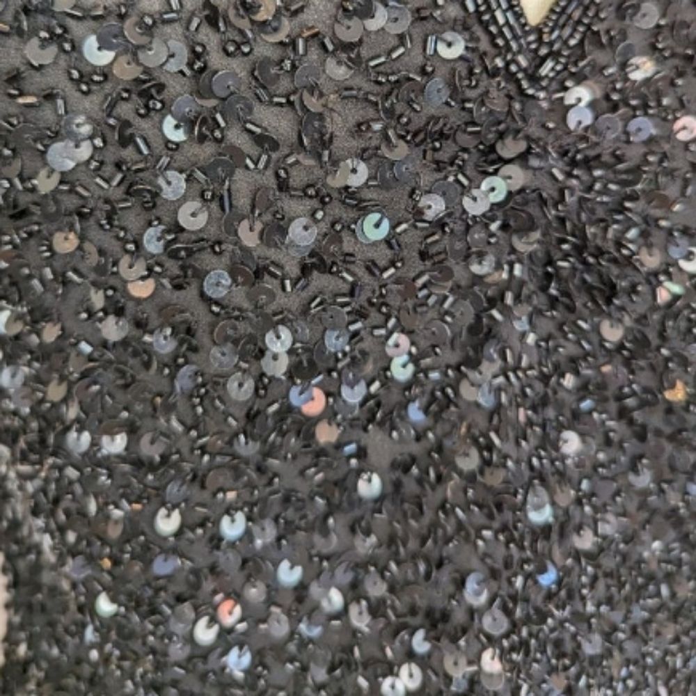 VINTAGE Adrianna Papell Size XL Top Elegant Black Sequin Womens Blouse Dressy - Picture 4 of 16